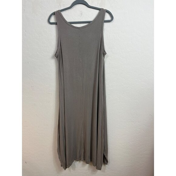 LOGO Sz M Lori Goldstein Modal Tank Dress Taupe Grey Flowy Dress - Picture 5 of 6